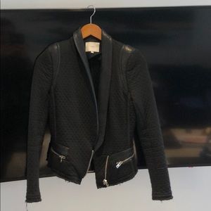 IRO black leather and material jacket
